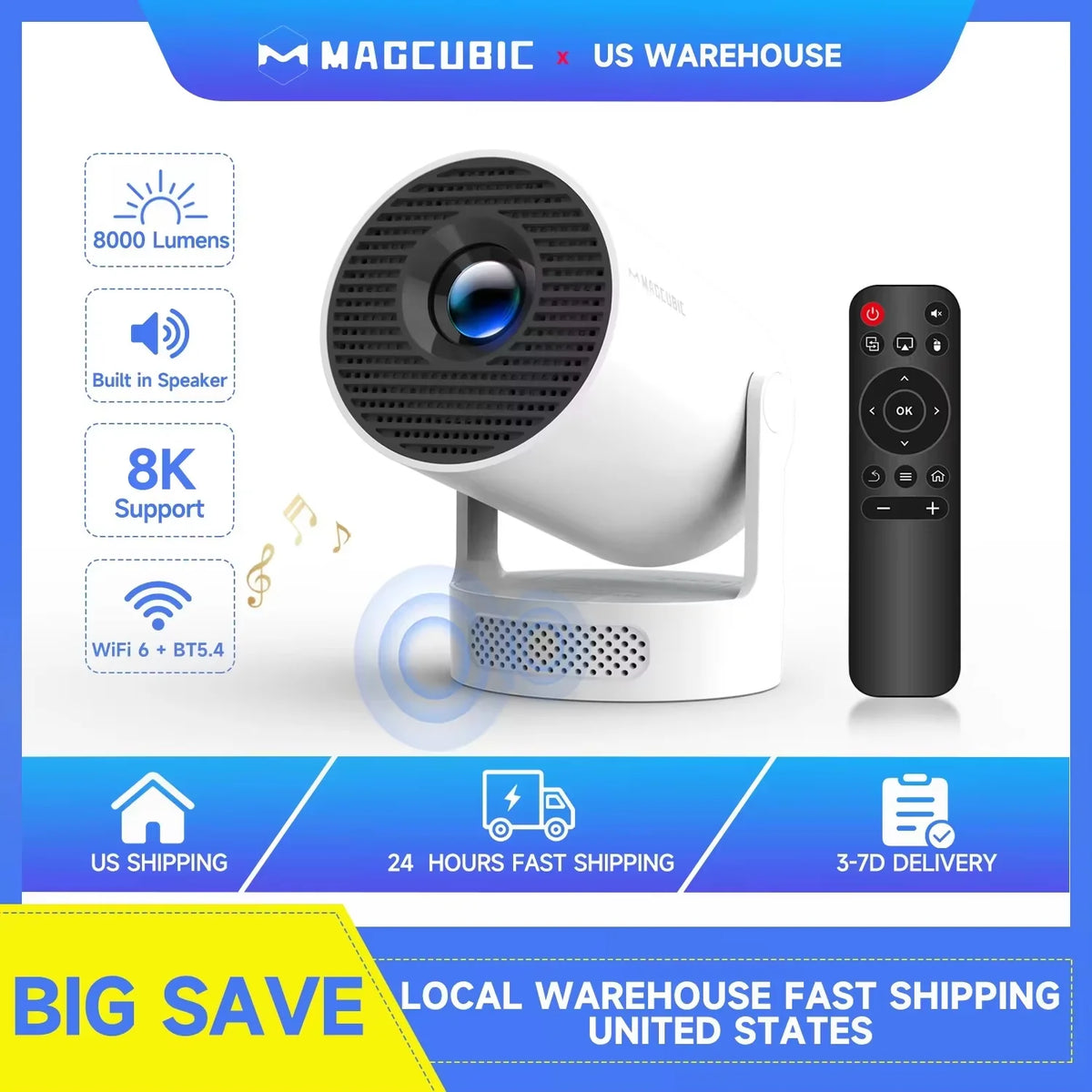 Projecteur Magcubic HY300 Pro – 720P, Android 14, Wi-Fi 6 et Bluetooth 5.4
