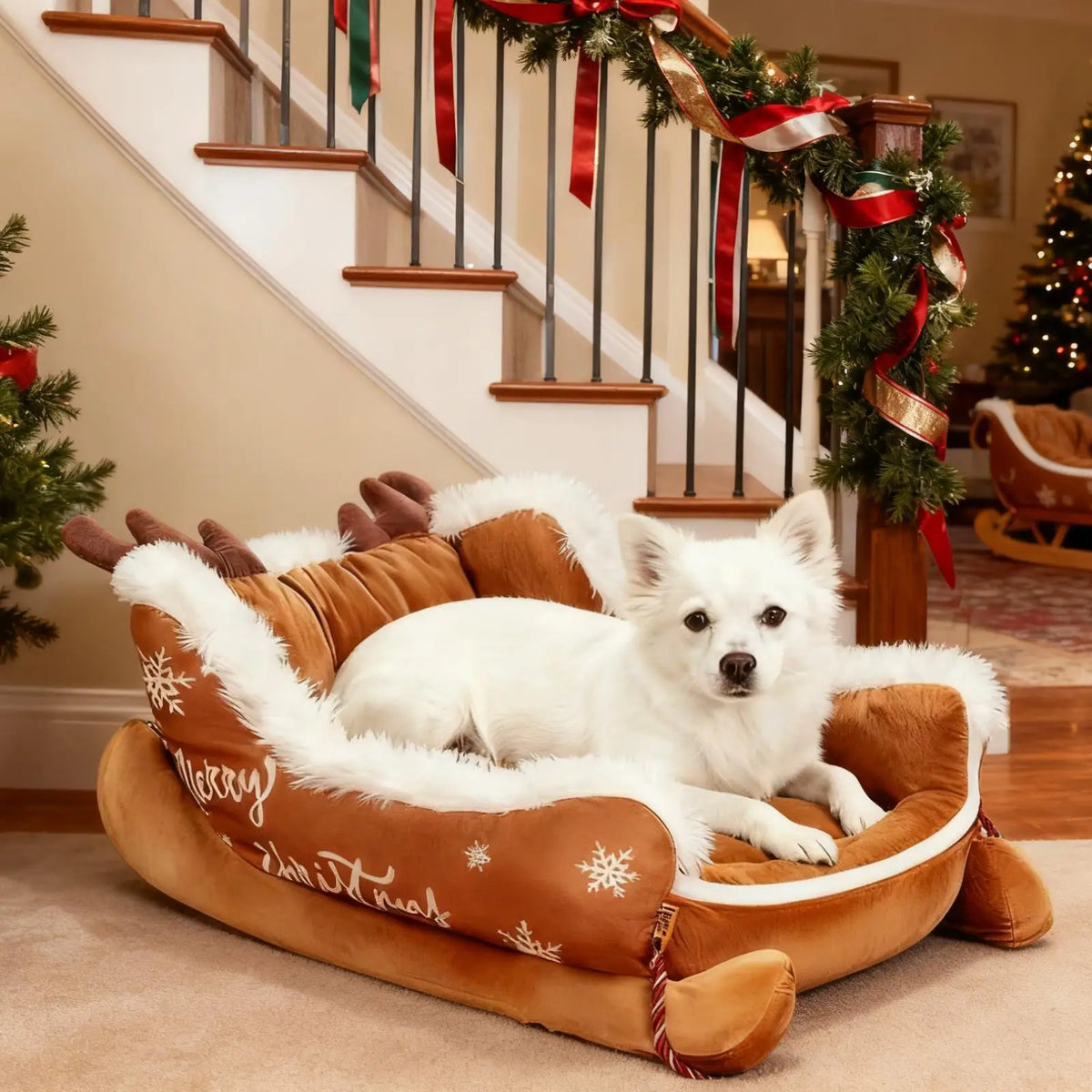 Panier traîneau de Noël pour chien