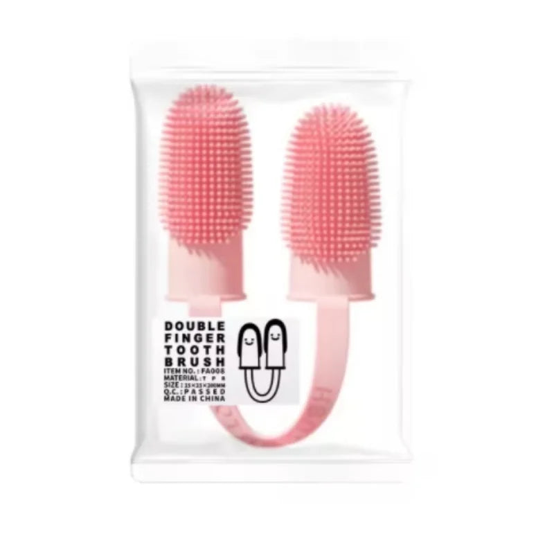 Brosse à dents double doigt pour chiens et chats