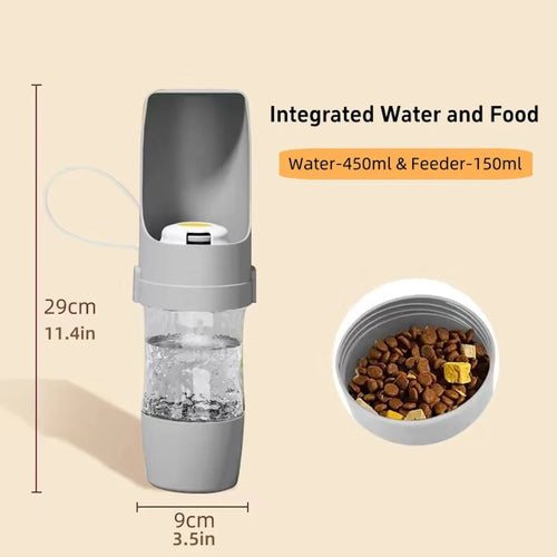 Bouteille d’eau 2-en-1 pour chien et chat – Eau & Aliments