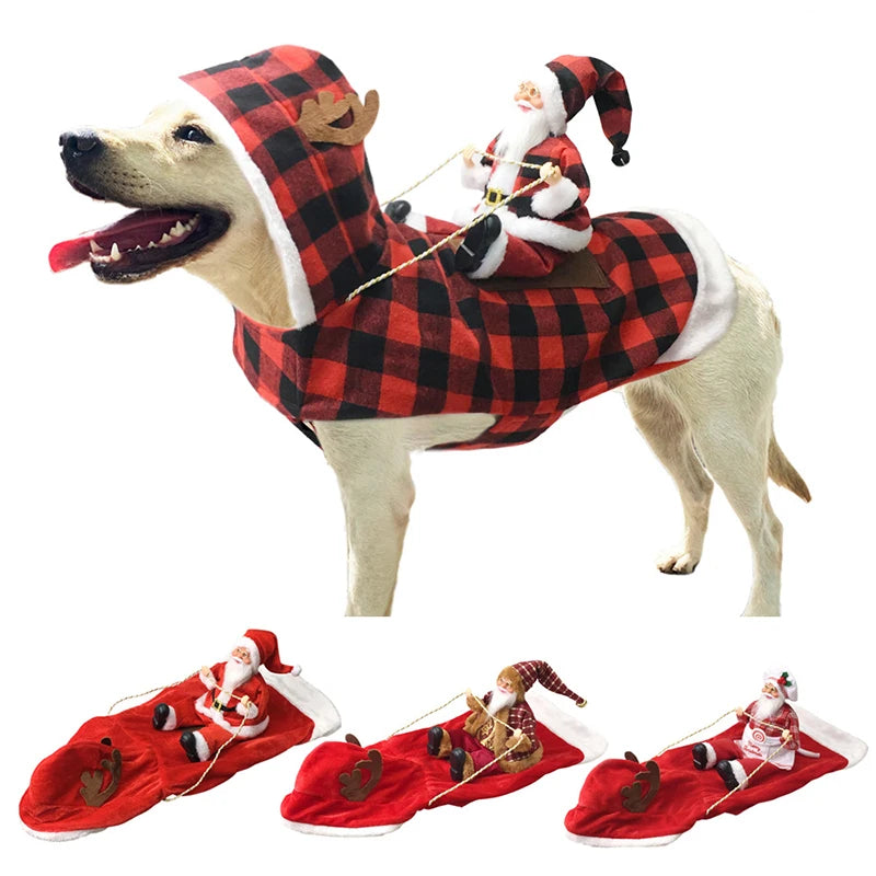 Costume Père Noël à cheval pour chien