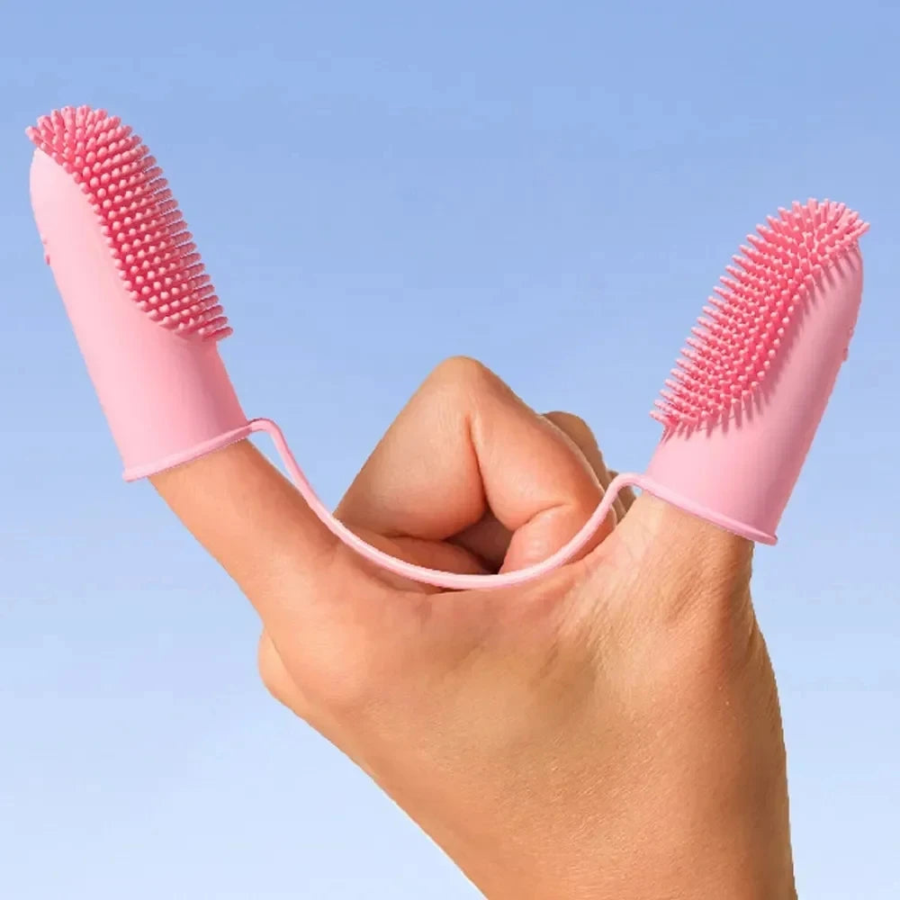 Brosse à dents double doigt pour chiens et chats