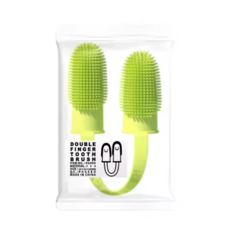 Brosse à dents double doigt pour chiens et chats