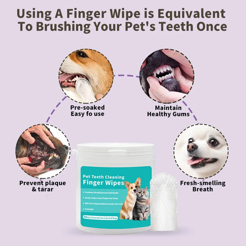 Lingettes Dentaires pour Chiens et Chats – Nettoyage du Doigt