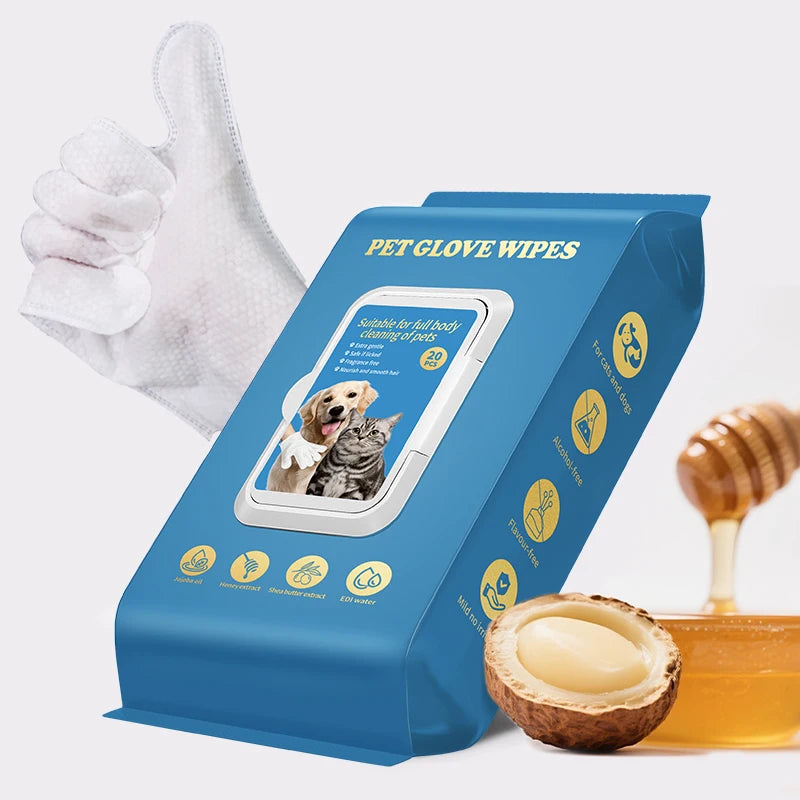 Gants Nettoyants Sans Rinçage pour Animaux – 20 Pièces