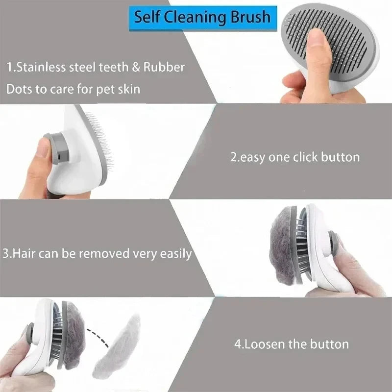Brosse autonettoyante pour chiens et chats