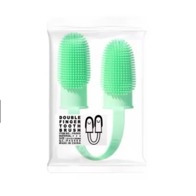 Brosse à dents double doigt pour chiens et chats