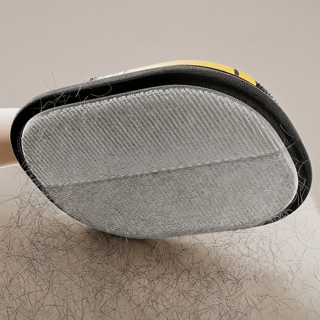 Detalhe da superfície da luva anti-pelos
